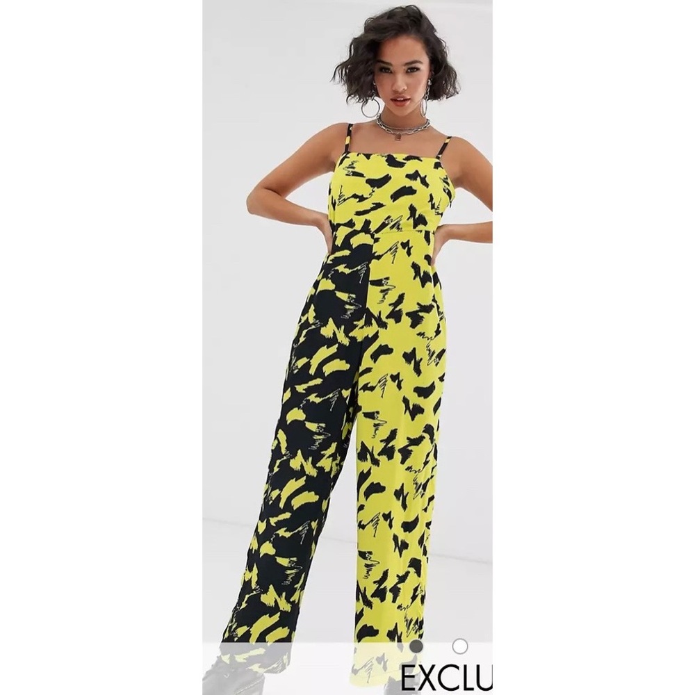 Collusion Yellow & Black Abstract Jumpsuit